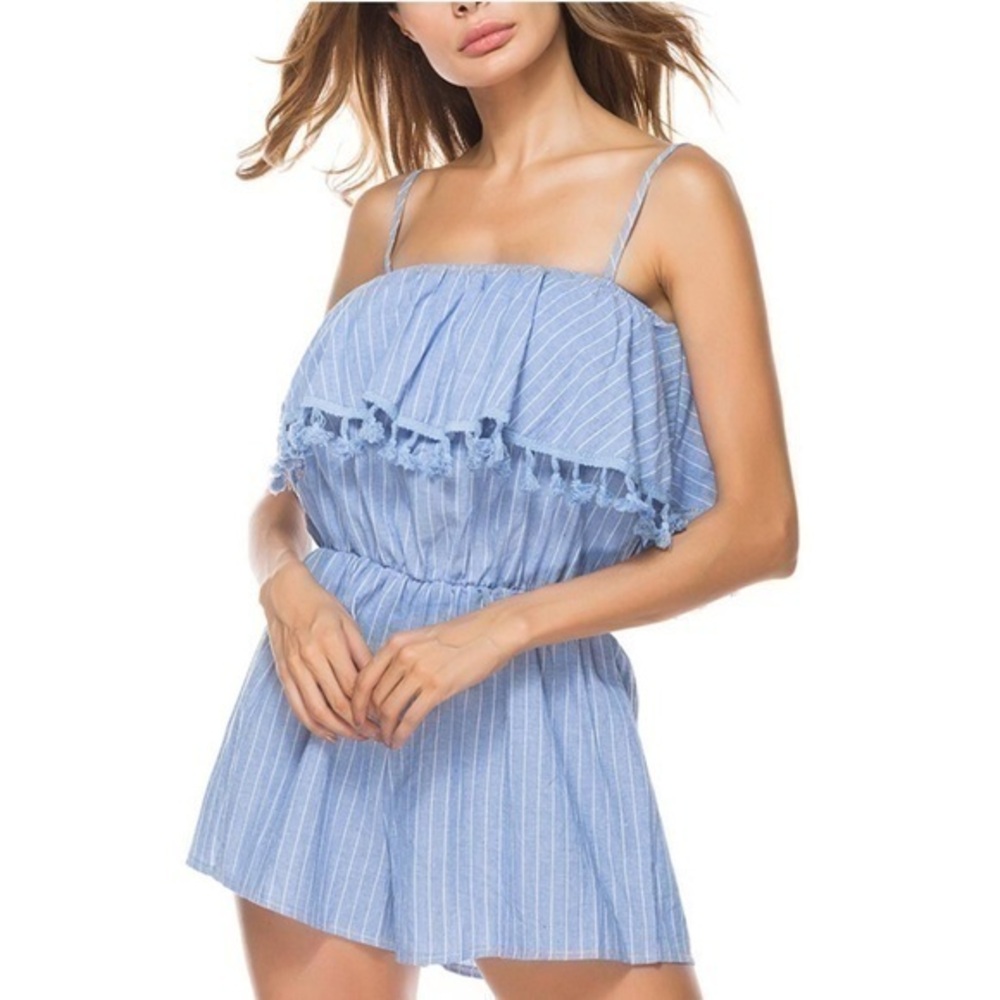 L'Atiste Blue White Striped Romper Playsuit Bow S